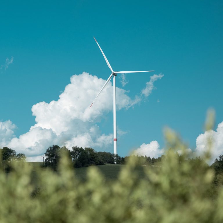Wind turbine in field